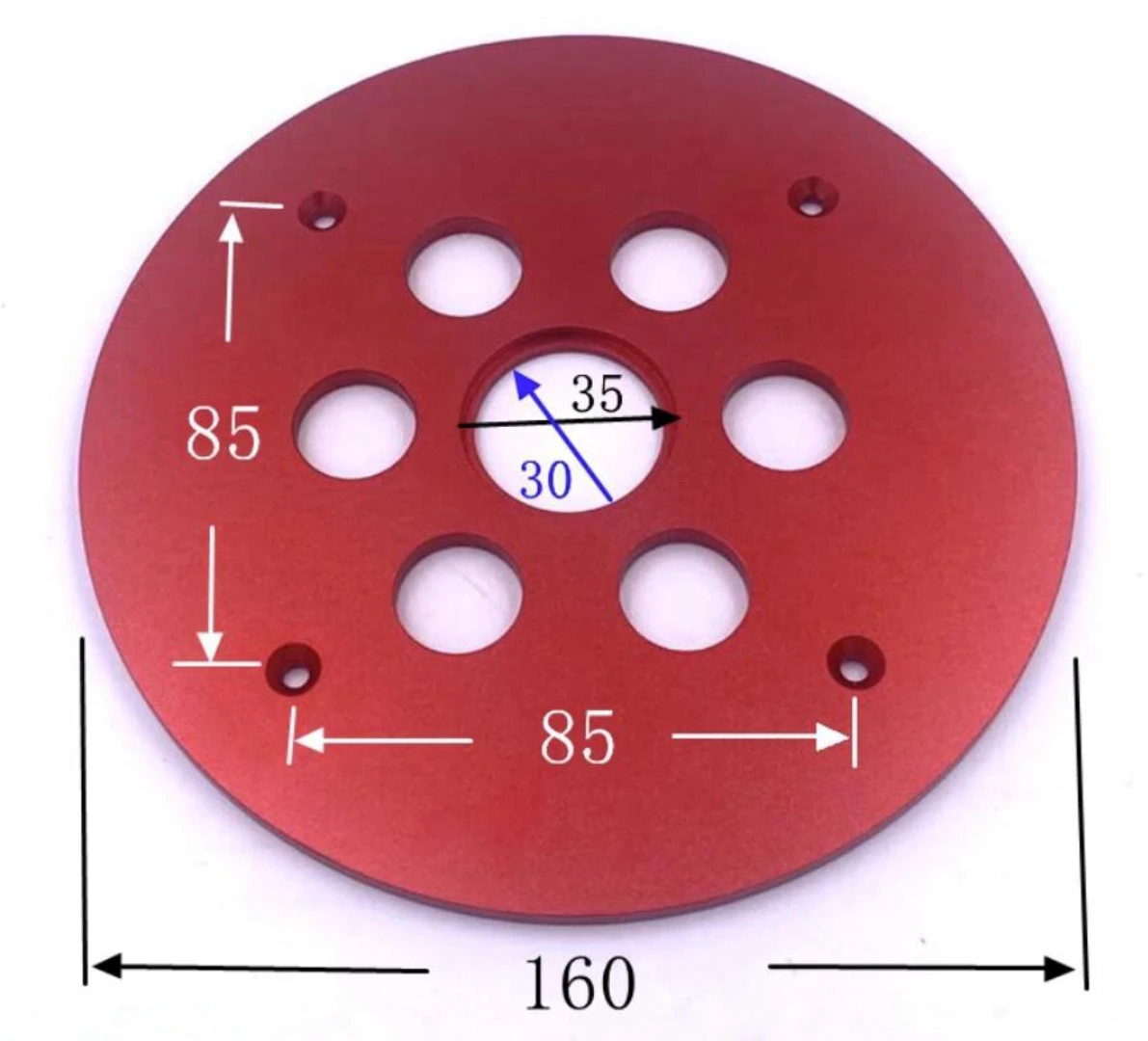 Set of Round Base Plate + 10PCS Brass Router Template Guide Bushings With  Drilled Holes For BOSCH GMR1