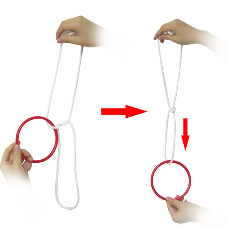 

Кольцо и веревка Волшебные трюки кольцо проходит сквозь узел на веревке крупным планом уличные иллюзии Подвески магические игрушки