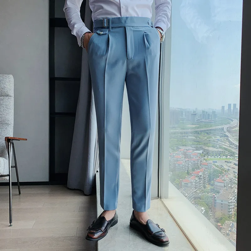 Men's Suit Pants Formal Pants High Quality Solid Color Business Fashion Casual Slim Fit Ankle Trouser Men's Clothing Dress