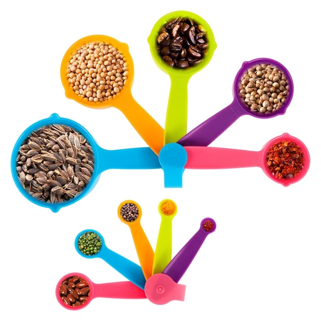 10Db/Beállított Többszínű Műanyag Mérőpoharak Kanál Barkácsolás Sütemény Tészta Kávé Tea Mérő Szerszám Konyha Eszköz - Image 3