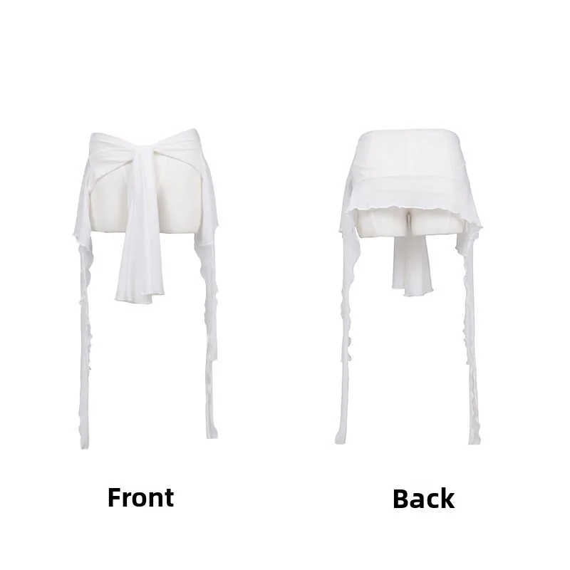 White tassel mesh waistband