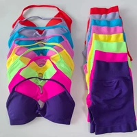 Ensemble de yoga sans couture froncé pour femme, 2 pièces : soutien-gorge de sport à bretelles et short de gym, tenue de fitness halter pour l'entraînement, vêtements de sport 1
