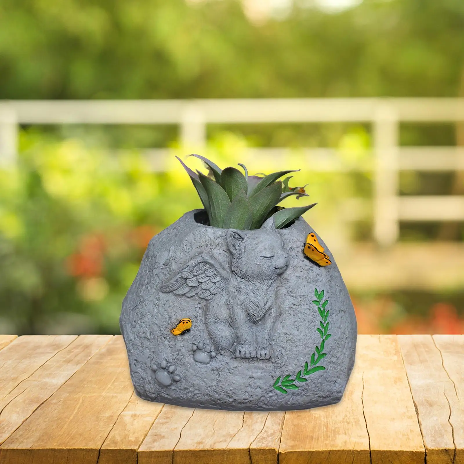 Pet Memorial Stone for Cat Animal Statue Resin Pet Loss Remembrance Gift Cat Grave Marker for Garden Outside Patio Backyard Lawn