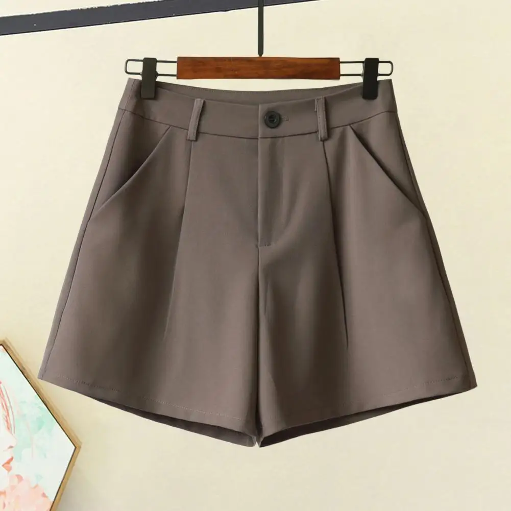 

Women Formal Shorts Elegant High Waist Women's Suit Shorts with Pockets A-line Style Button Closure Formal Ol Commute for Summer