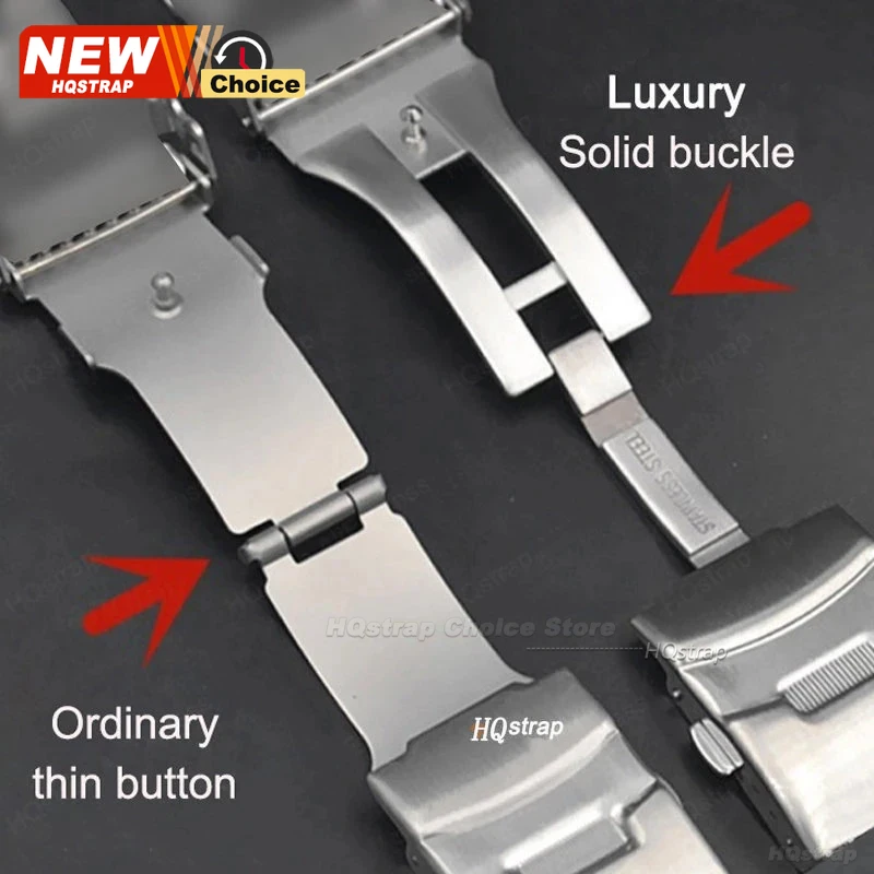 Luxury Buckle Solid Stainless Steel Universal Men's Business Watch Strap