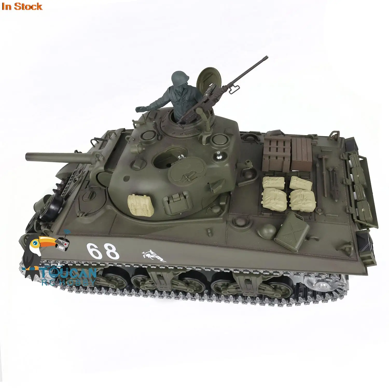 1/16 HENG LONG RC Tank 7.0 Upgraded M4A3 Sherman 3898 Metal Tracks Barrel Recoil Gearbox Idler Smoke Unit Engine Sound TH17673 6