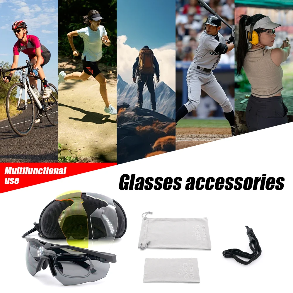 3 Lens Tactical Shooting Glasses Outdoor Sports Windproof Dustproof Safety Military Goggles