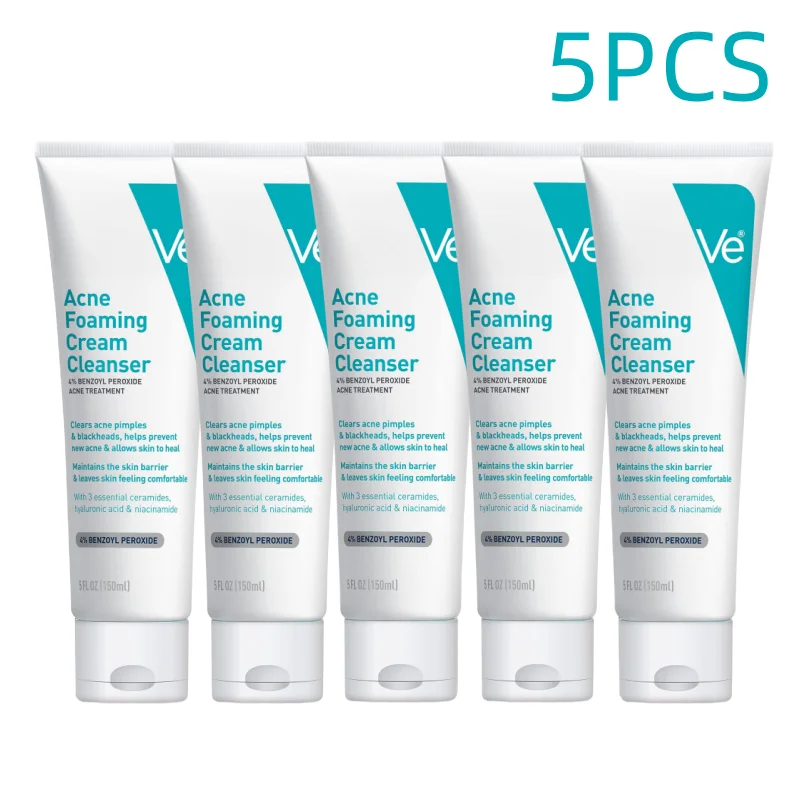 

5PCS Acne Foaming Cream Cleansers Remove Pimples & Blackhead Face Wash Anti-acne With Niacinamide Repair Skin Barrier 150ml