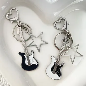 Y2k Guitar Love Heart Key Chain for Men Women Star Sweet Keychain Cool Trendy Fashion Pendant Rock Punk Vintage Accessories Gift 1