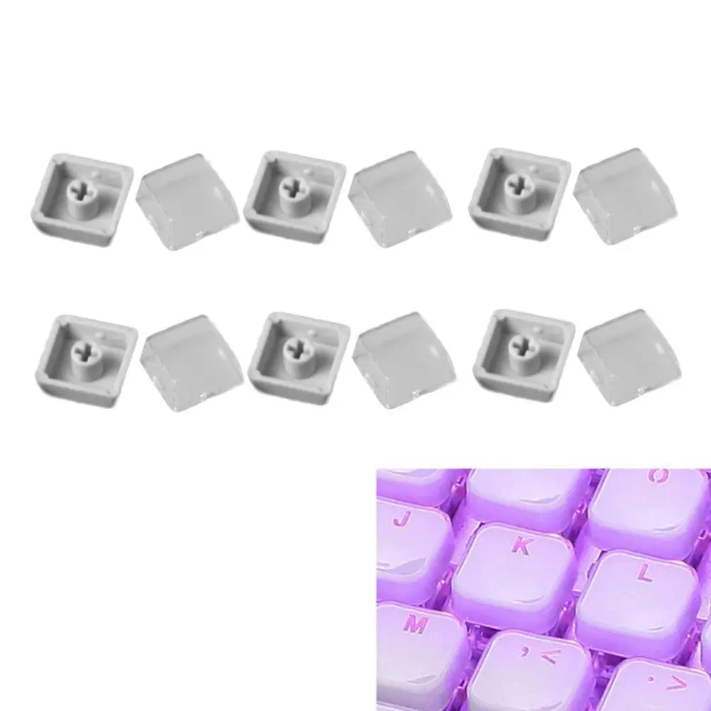 Transparent Double-Layer Keycap Set with Stickers for Mechanical Keyboards (10 Sets)