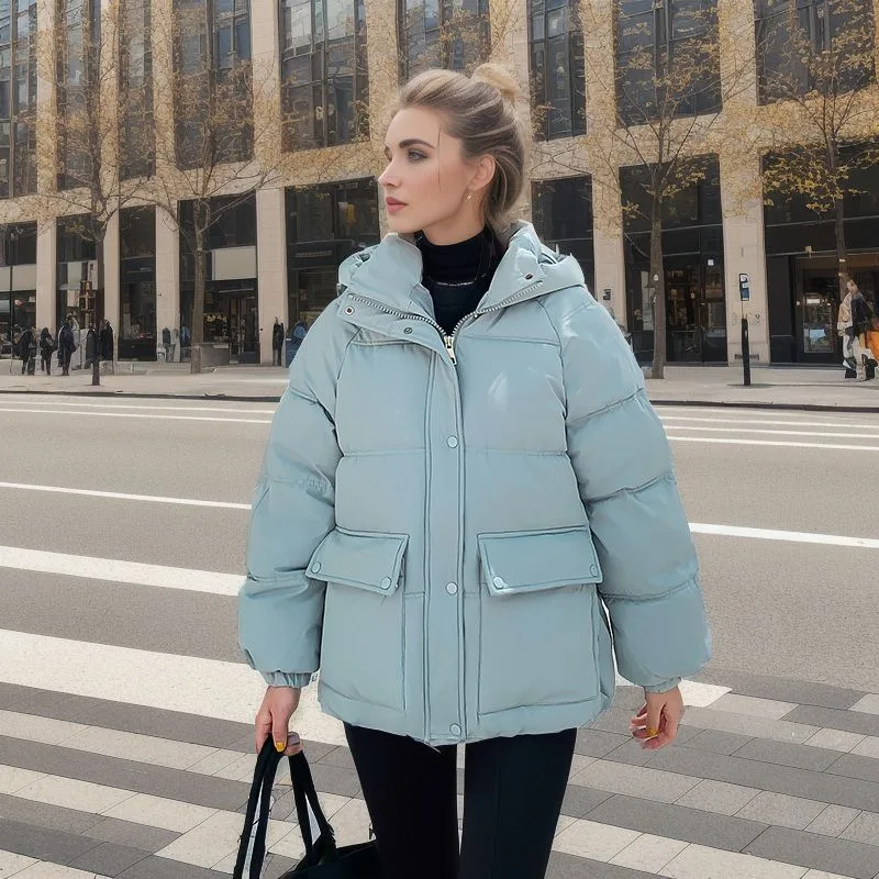 

Cotton Coat Women's 2023 European and American Loose Thin Warm Long-sleeved Bread Jacket Short Loose Down Cotton Jacket Winter