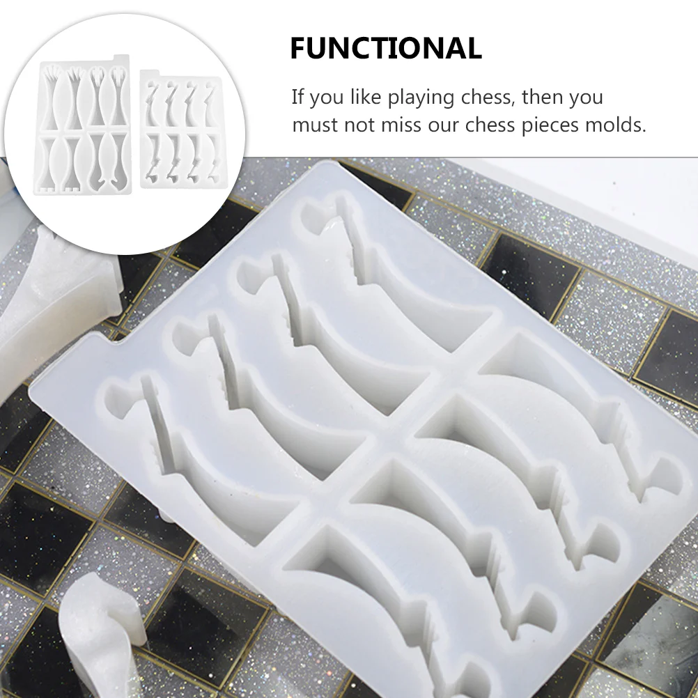 2pcs Chess Resin Mold Set 3D Silicone Chess Piece King Mold Soldier Mold Epoxy Chess Mold Game Mold Large Checkers Epoxy Chess