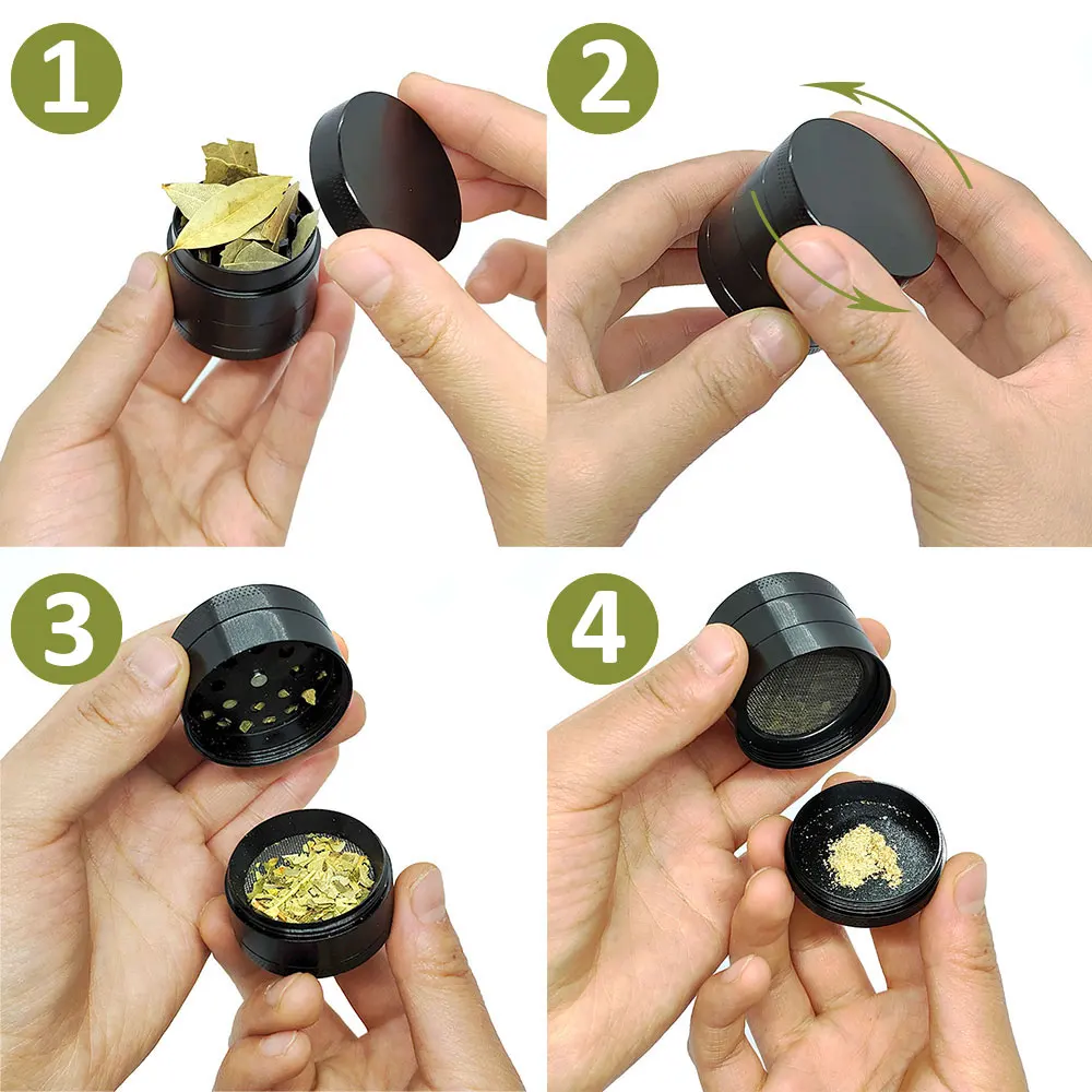4-Layer Zinc Alloy 40mm Metal Herb Herbal Spice Crusher Kitchen Grinder Cigarette Tools herb grinder herb spice grinder nut spice grinder