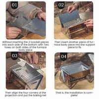 304 Stainless Steel Barbecue Grill Stove Folding Firewood Heater Firepit Outdoor Stove IGT Table Stove Camping Charcoal Stove 5