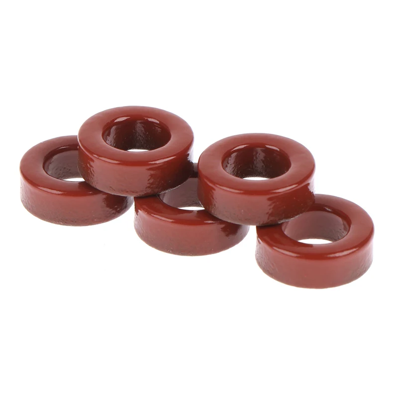 5pcs T50-2 Carbonyl Iron Powder Cores T50-2 13*7.5*5 Mm 4.9nH/N2 Dust Ferrite Toroid Red Core Magnetic Ring
