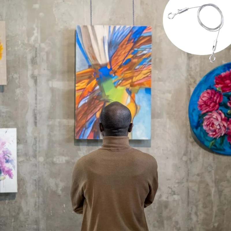 Stainless Steel Cable Hanging set with Adjustable Spring Hook Practical Hanging Cable Heavy Duty for Various Lengths