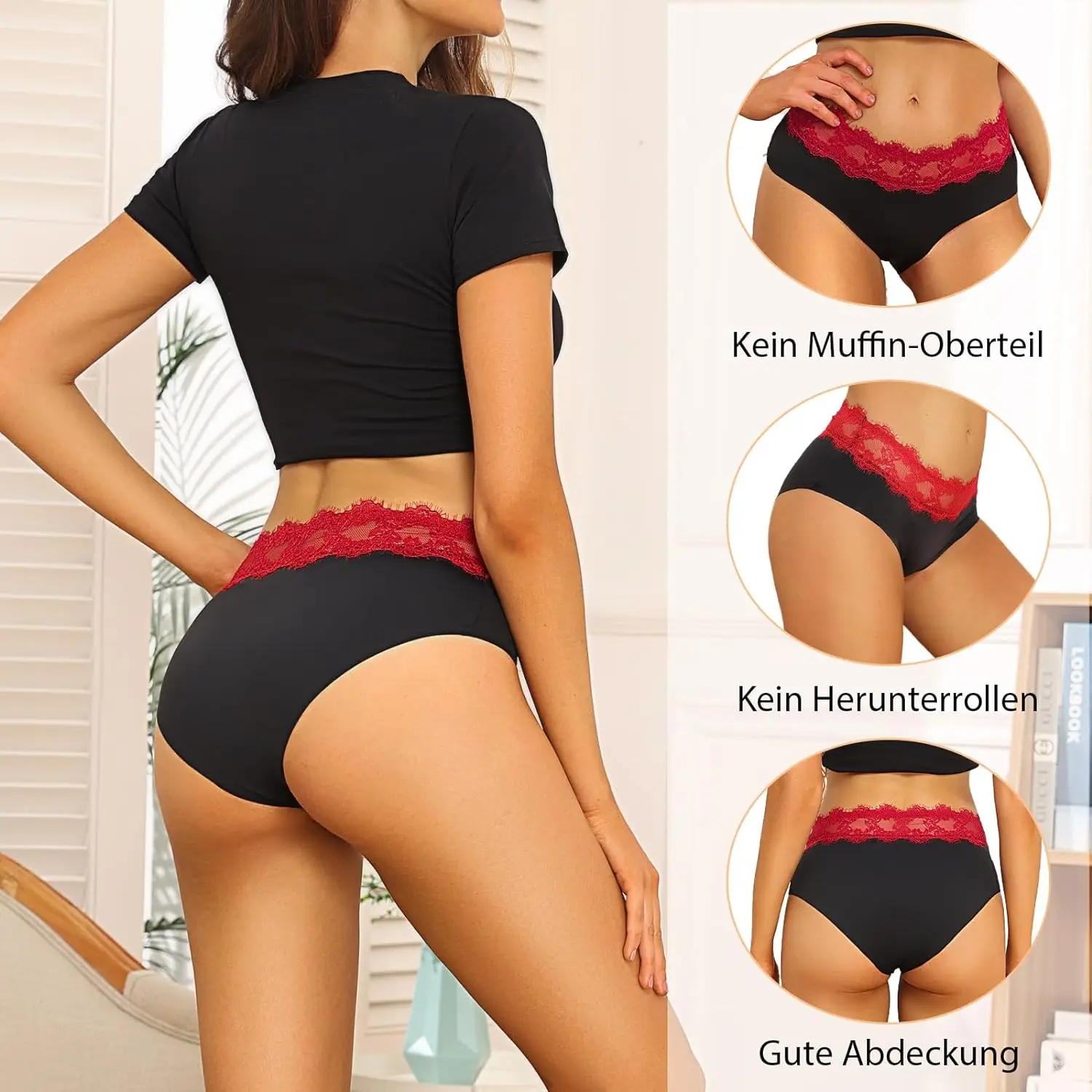 Women's Underwear Lace Briefs Comfortable Hipster Underwear Women Plus Size Soft Breathable Sexy Bikini Panties Pack of 5