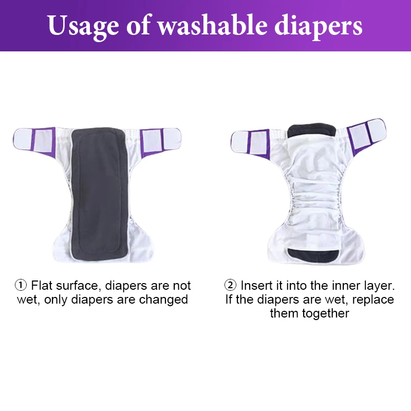 Adult Cloth Diaper Nappy Reusable Washable for Men Women Disability Incontinence Reusable Insert Hook Loop Feminine Hygiene pad reusable diapers,incontinence bed pad