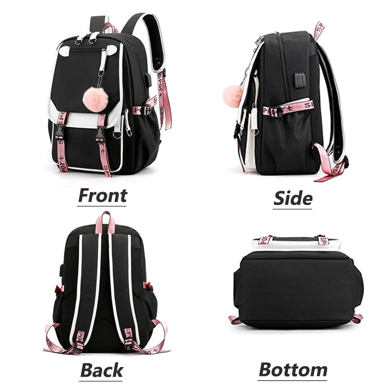 Genshin Impact Print Backpacks for Boys Kids Student Cute Schoolbag Bookbags Laptop Bag Daypack Rucksack with USB Charging Port 6