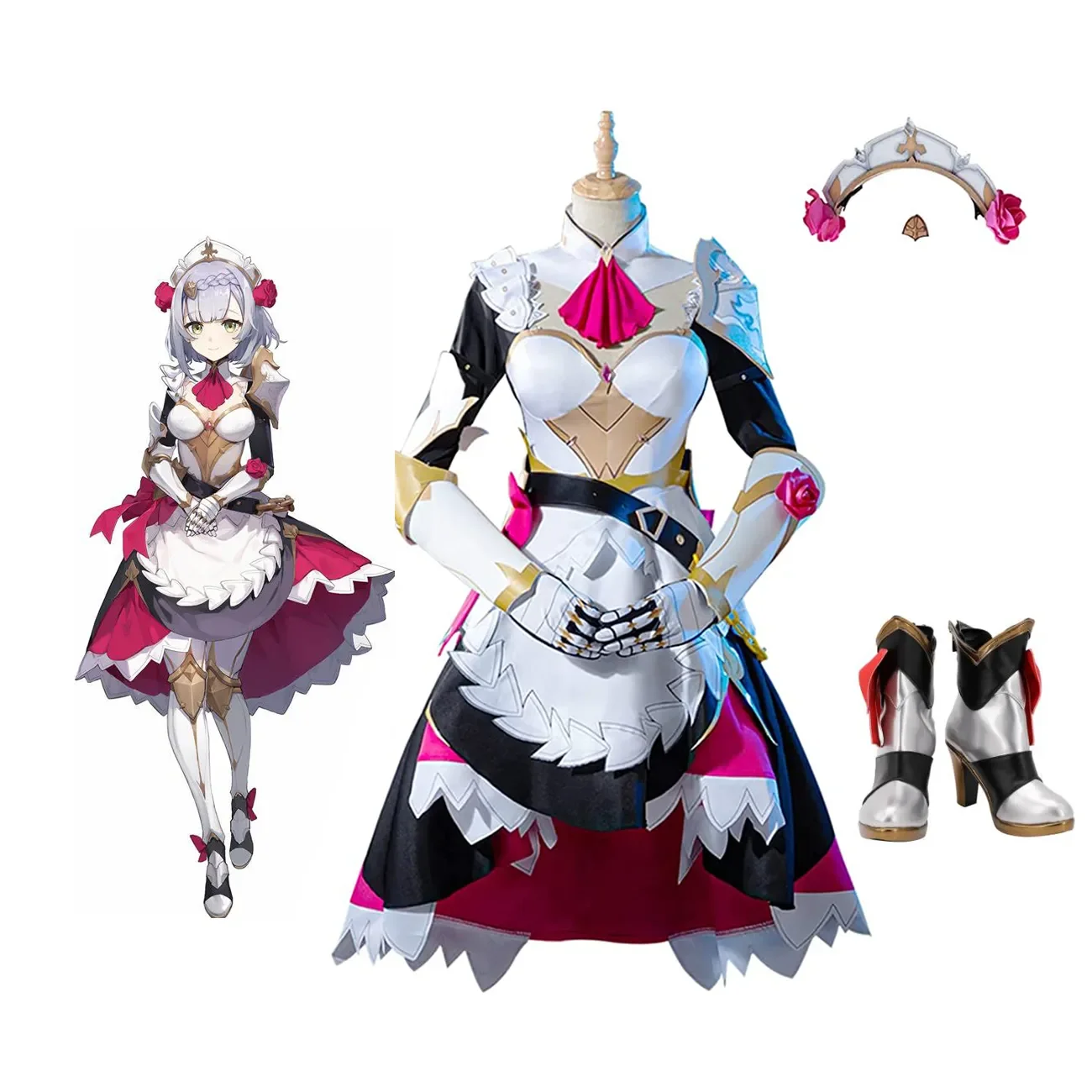 

Genshin Impact Noelle Cosplay Costume Noelle Dress Boots Full Set Cosplay