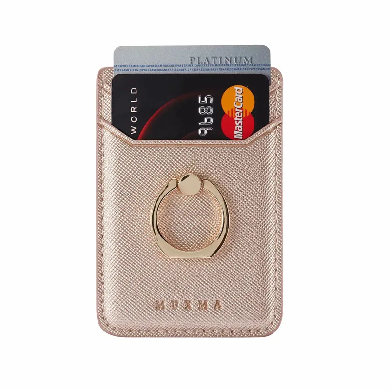 Leather Card Holder Sticker 3M Adhesives Credit ID Card Mobile Phone Back Pocket Wallet Case Sticker Phone Stand Suporte Celular - 5