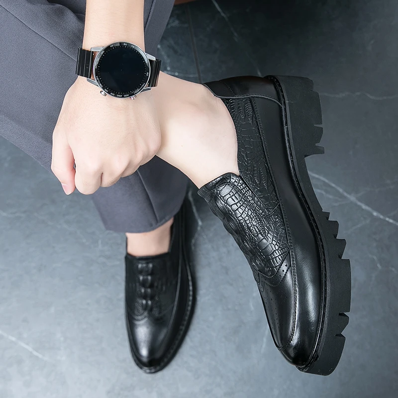 STRONGSHEN Men Casual Leather Shoes Breathable Leather Loafers Business Office Shoes Fashion Driving Moccasins Slip On Shoes