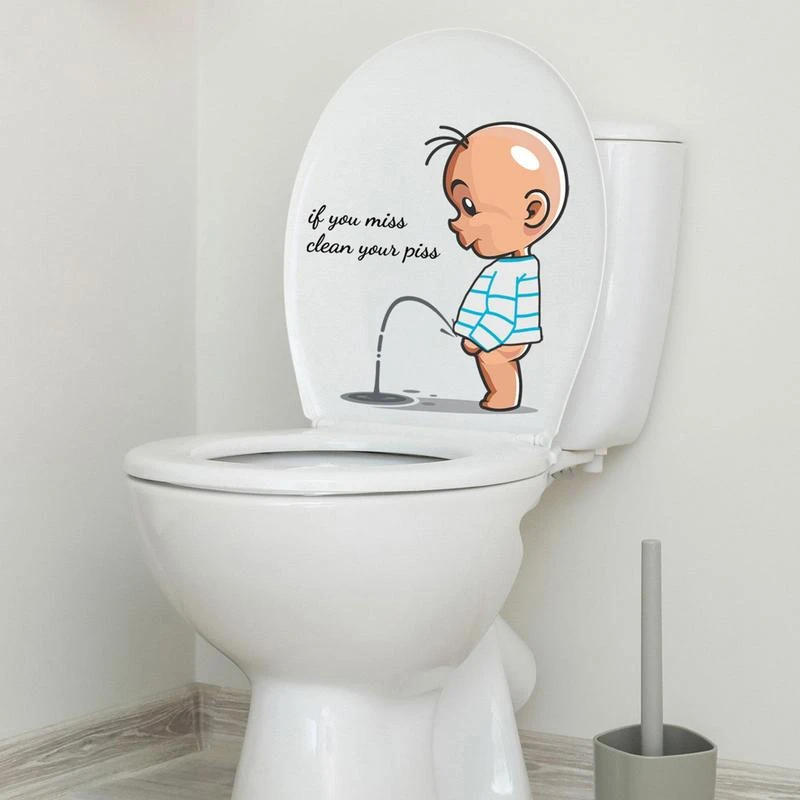 Cute Toilet Stickers Cartoon Kids Urination Lid Wc Door Sticker Removable Self-adhesive Decor Household - Stickers - AliExpress
