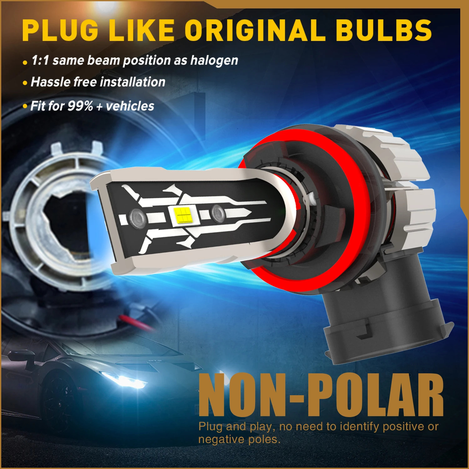 High Power H8 H9 H11 H16 Led Fog Light Bulbs Super Bright No Adapter Required Car Turbo Diode Lamp White Moto Headlight 12v 2pcs led headlight led lamp bulb