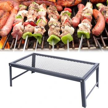 Camp Grill Fire Pit Grate, Campfire Cooking, Portable Stand BBQ Rack, Griddle Plate 4