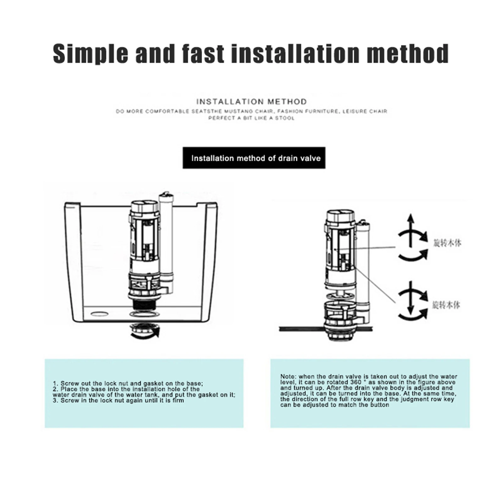 Toilet Dual Flush Valve Convenient to Install Water Saving Tank Button Suitable for Connected Side Toilet Water Tank