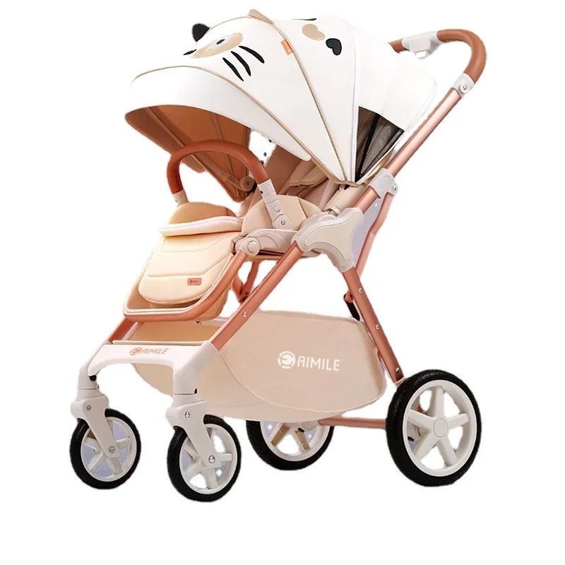 

AIMILE Baby Stroller Can Sit Lie Down Fold in Both Directions Lightweight and High Landscape Children's Stroller