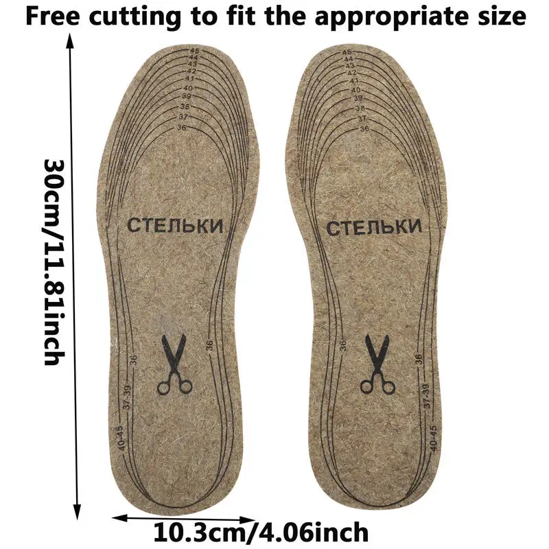 Fake Wool Felt Thermal Insoles Sweat Absorbent Breathable Boots Pad Foot Keep Warm Thicken Winter Warm Cushion 30*10.3cm 1pair
