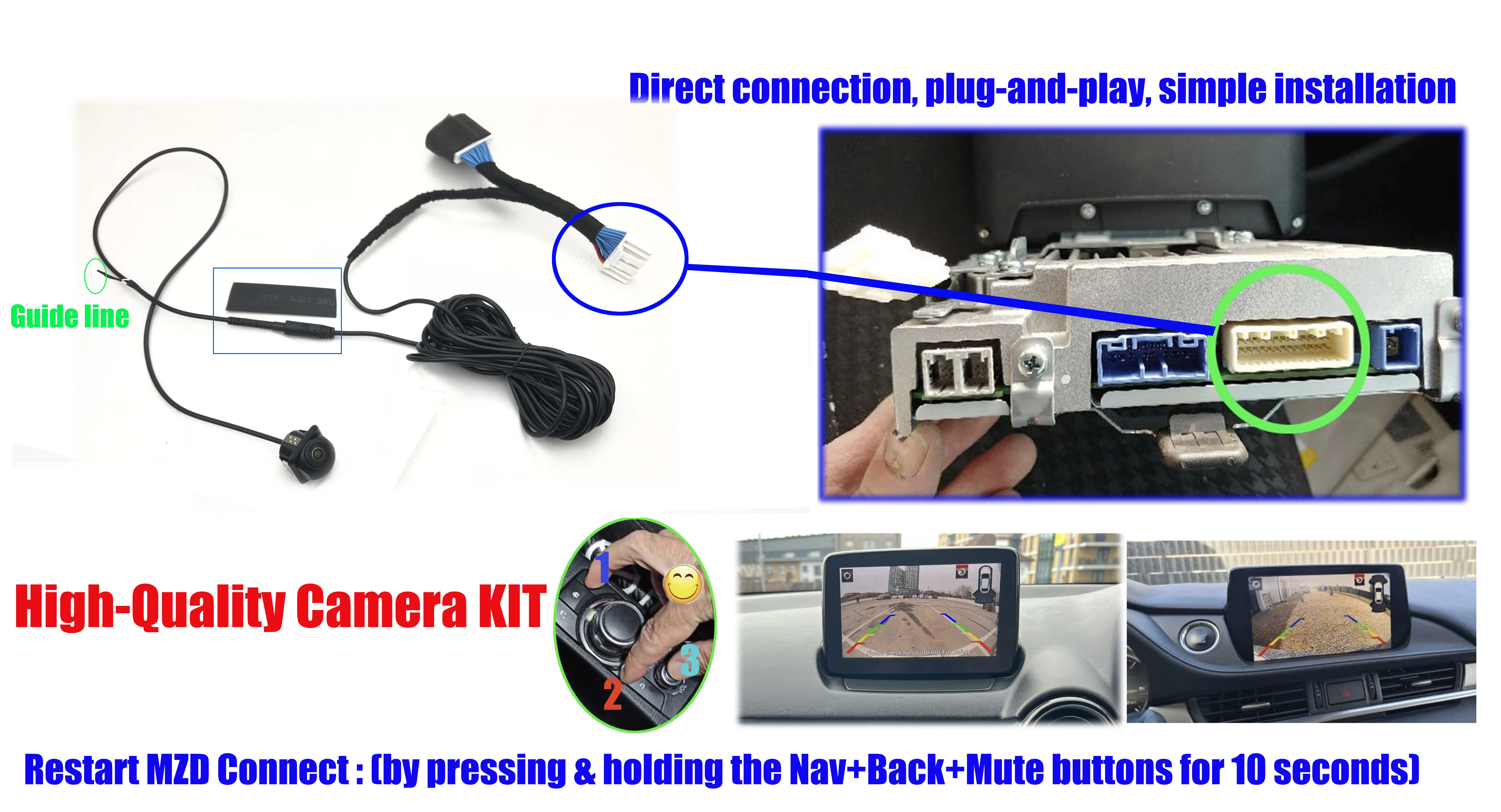 Rückfahrkamera für Mazda MX5 ND Roadster 2015~2023 Plug & Play Kit, kompatibel mit Werks-Einheit, Rückfahrkamera, Einparkhilfe – Detail 1