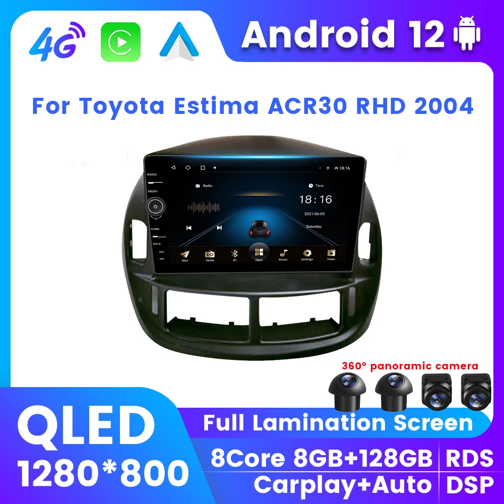 

Android 12 QLED Car GPS Multimedia Screen For Toyota Estima ACR30 RHD 2004 Wireless Carplay AutoRadio Navigation DSP 4G LTE Wifi