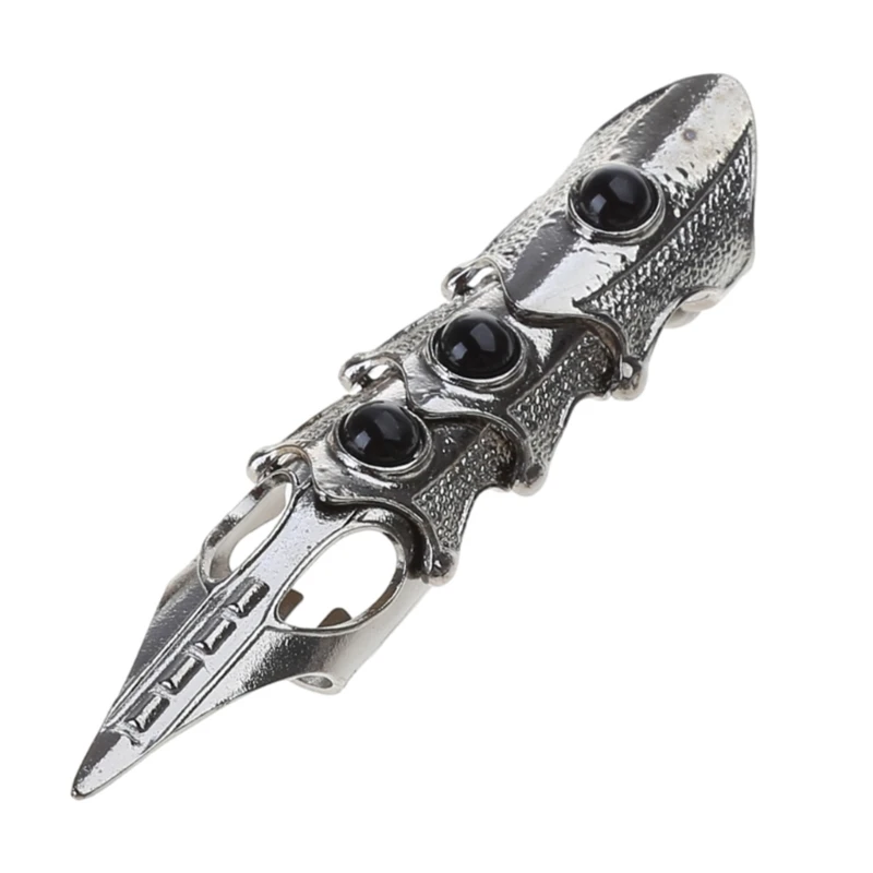 Gothic Punk Skeleton Hand Glove Adjustable Metal Finger Claw for Cosplay 5