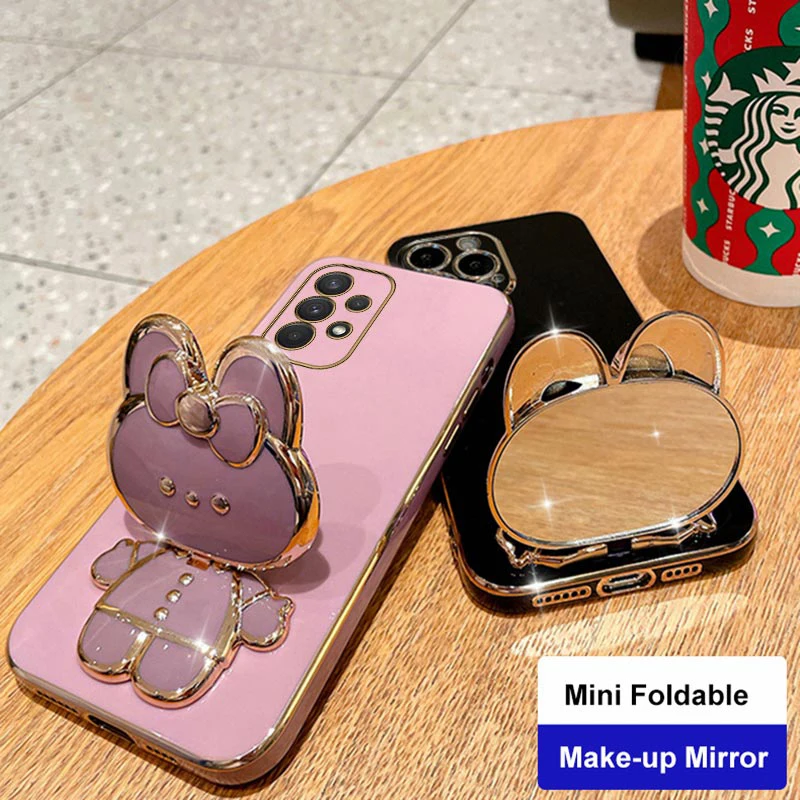 Mirror Plating Phone Holder Case For Samsung Galaxy A53 A73 A33 A52 A52s A72 A32 4G 5G A51 A71 A12 A31 A21S A50 A54 Stand Cover — view 5