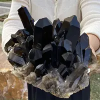 Natural Beautiful Black Quartz Crystal Cluster Mineral Specimen 1