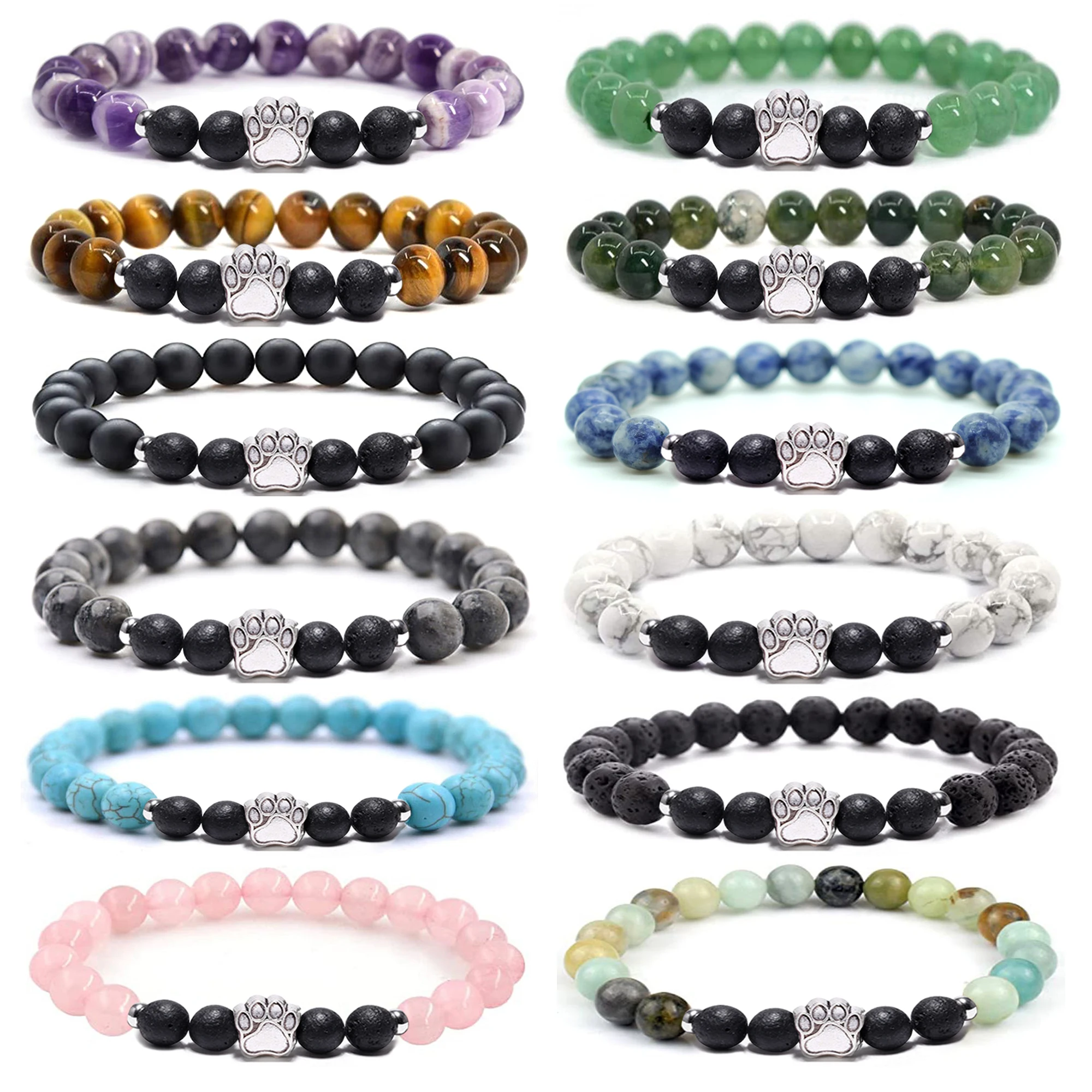 Bracelet perlé coloré poignet boule de bouddha perle bracelet élastique  perlé pour homme 