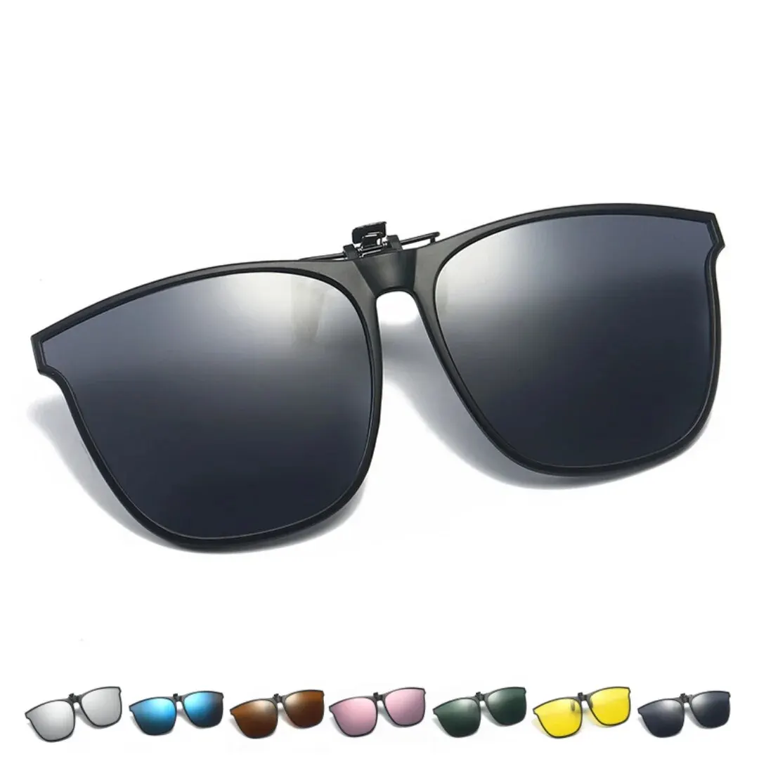 Ein Paar neue PC-Clip-Sonnenbrillen zum Angeln und Fahren im Freien. Clip-Sonnenbrille für den täglichen und nächtlichen Gebrauch.