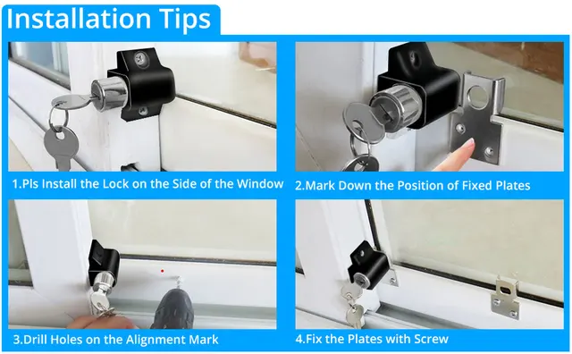 Sliding Window Door Keyed Lock, Push-in – Replace Broken Parts and Add Additional Home Security, Painted Diecast Case 6