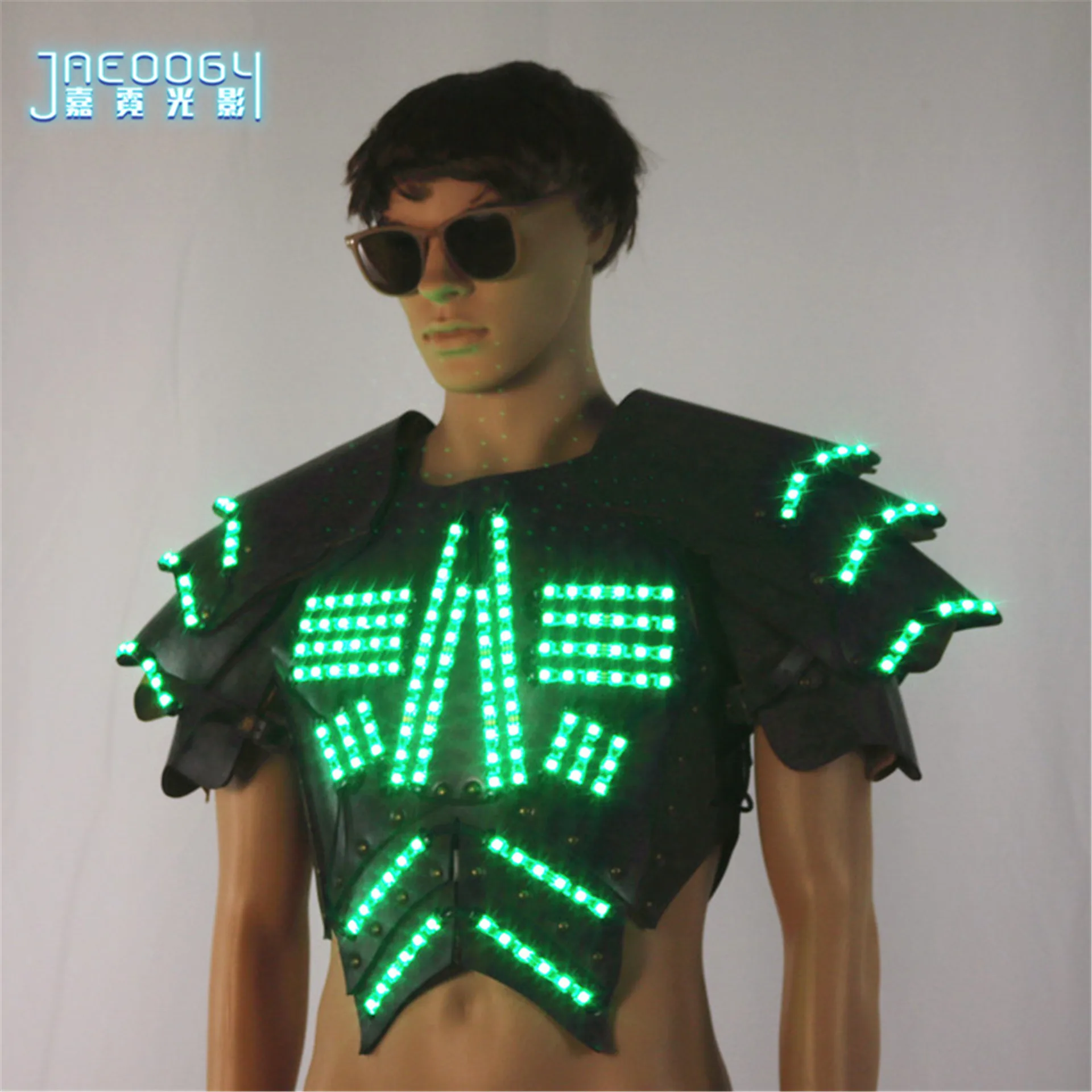 남성용 야광 의상, 야간 쇼 소품, 할로윈 LED 야광 갑옷, 무대 코스프레, 형광 파티 조끼