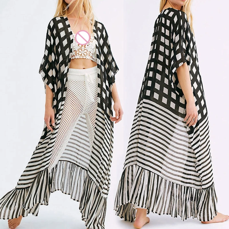 

Womens Swimsuit Cover up Beach Kimono Cardigan Loose Open Front Bathing Swimwear