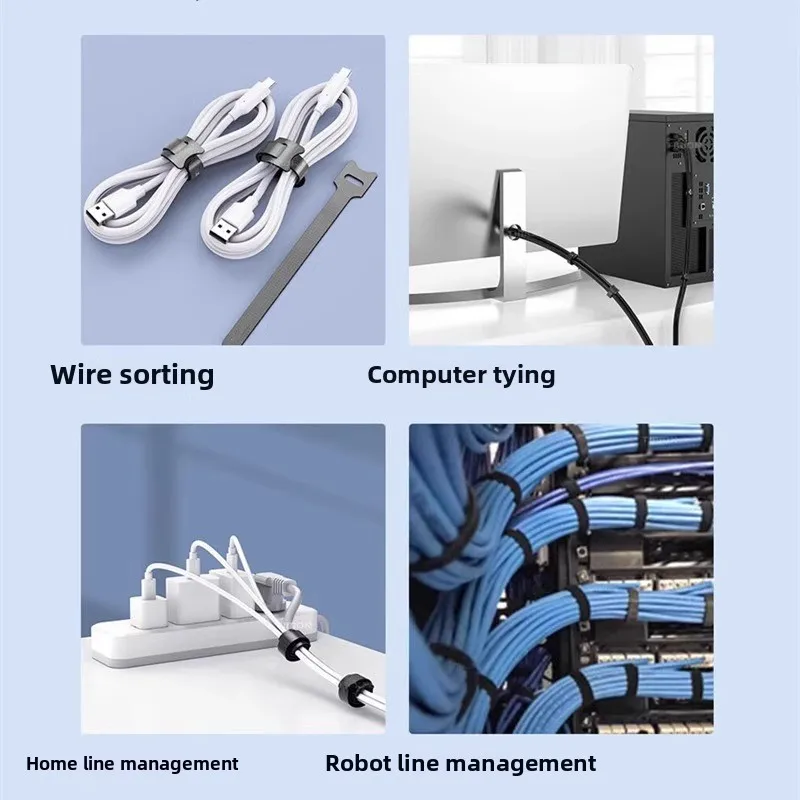 Adhesive Velcro Nylon Cable Management Straps - Reusable and Adjustable
