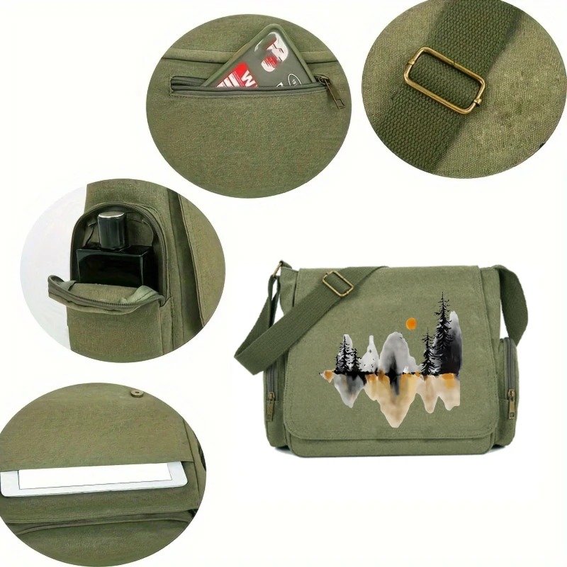 Vintage Women's Bag Men's Shoulder Bag Crossbody Bag Messenger Bag Canvas Laptop Bag Large Capacity