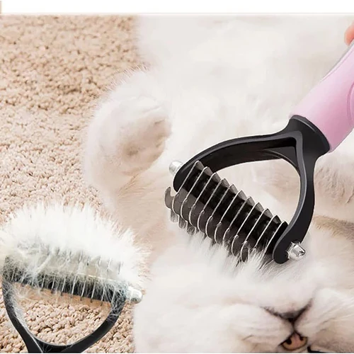 개를 위한 새로운 머리 제거 빗 고양이 Detangler 모피 트리밍 Dematting 브러시 그루밍 도구, 무광택 긴 머리 곱슬 애완 동물 용 4