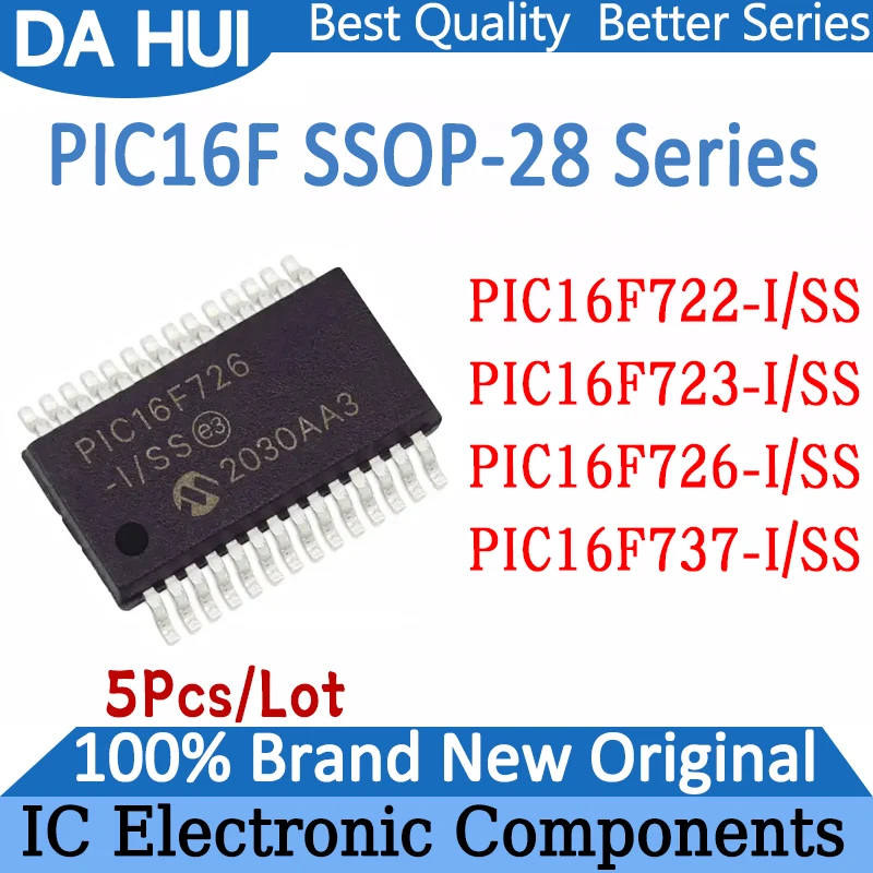 

5Pcs PIC16F722-I/SS PIC16F723-I/SS PIC16F726-I/SS PIC16F737-I/SS PIC16F722 PIC16F723 PIC16F726 PIC16F737 PIC IC MCU Chip SSOP-28