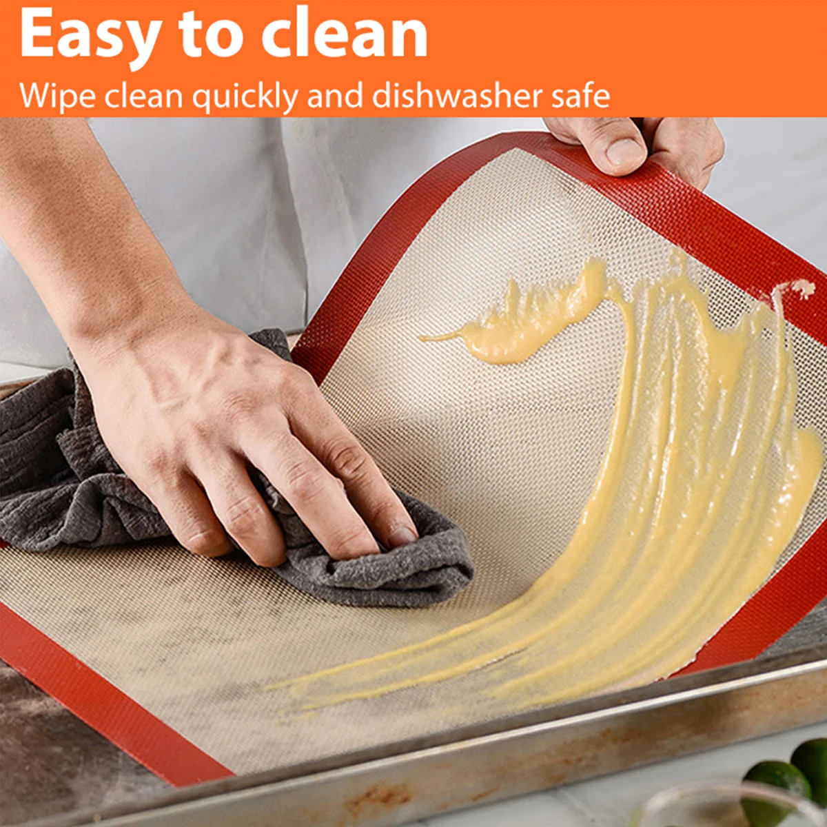 Silicone Reusable Non-Stick Baking Mats - Heat Resistant Bakeware Sheets for Cookies, Macarons, Breads, and Pastries (Set of 2)