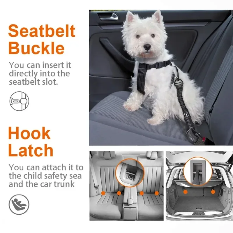 Pet Dog Cat Car Seat Belt Harness Vehicle Adjustable Safety Lead Retractable Leash Traction Rope for Dogs Travel Pet Supplies