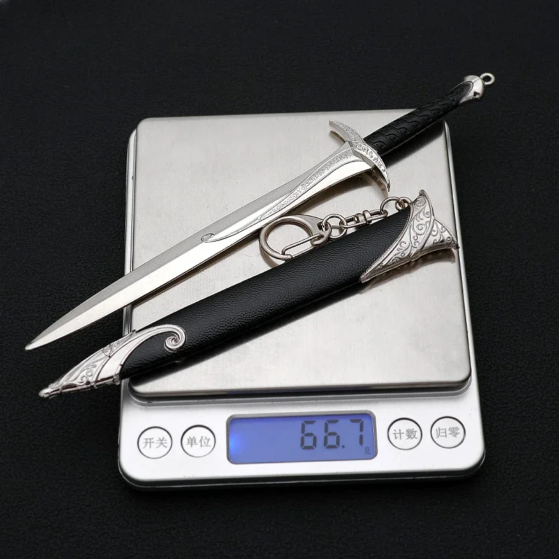22CM Elf Sting Hobbits Frodo Baggins Bilbo Baggins Middle-earth Weapon Metal Katana Samurai Sword Keychain Ornaments Gift toys 3