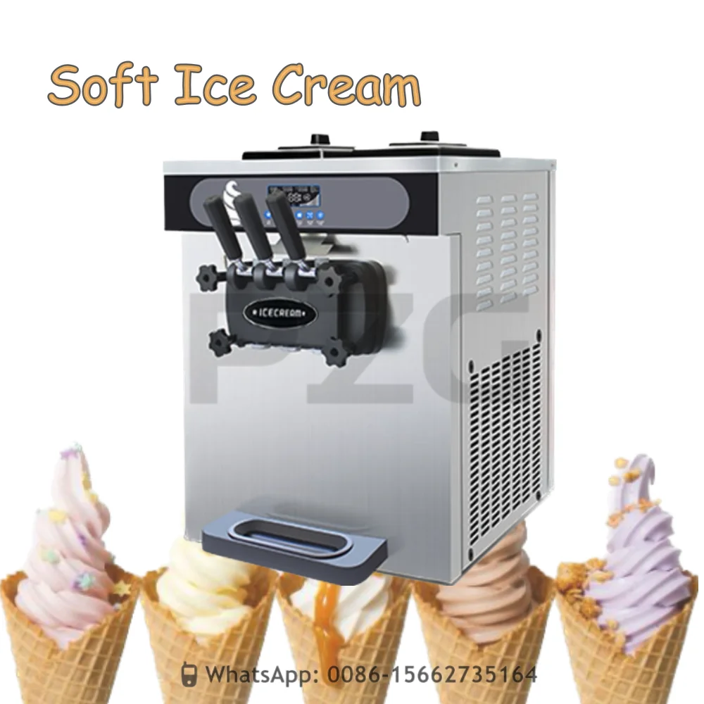 

22~25L/H Commercial Soft Ice Cream Making Machine 3 Flavors 2000W Ice Cream Machinery For Business